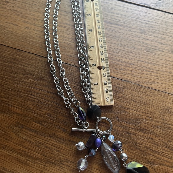 Lia Sophia Silver and Purple Cluster Necklace - Picture 4 of 4